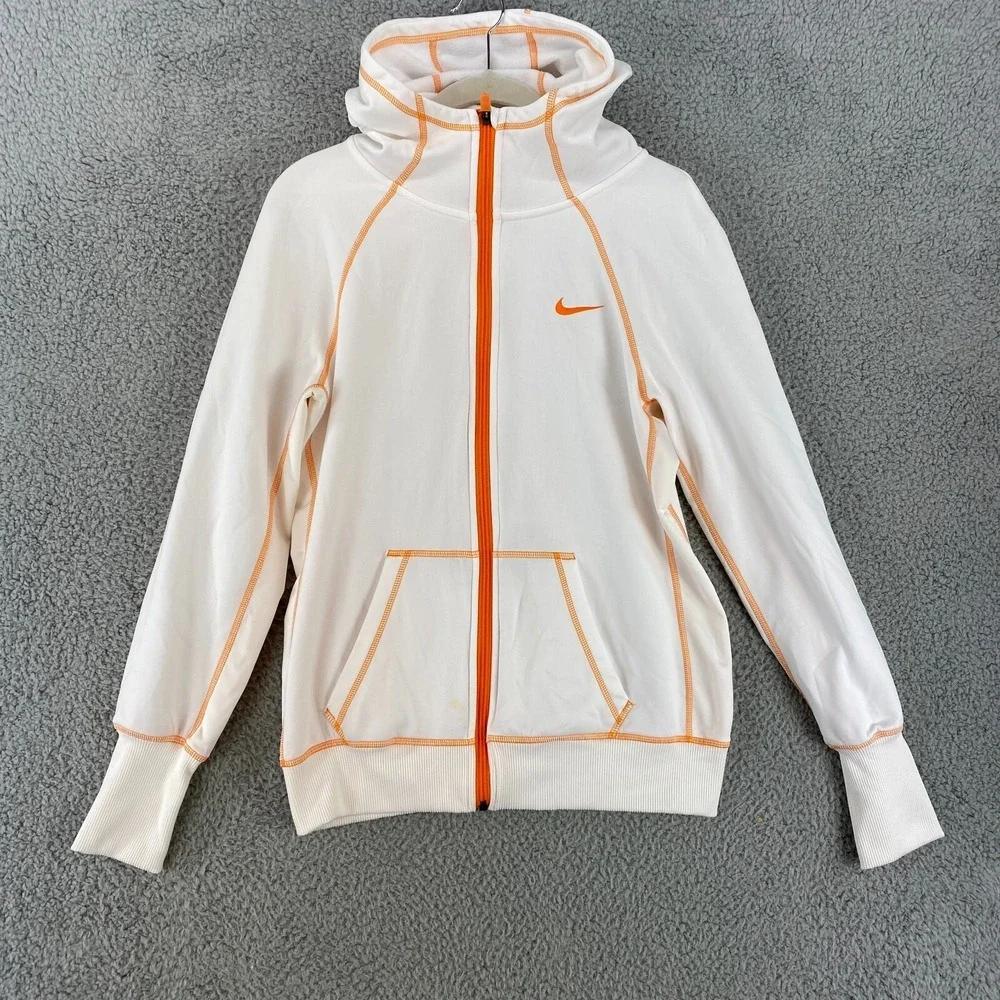 Nike Hoodie Womens Medium Sweatshirt White Therma Fit Full Livestrong Invincible